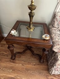 Wooden Square Table With Glass