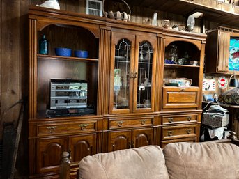 Stunning Vintage Cherry 3 Piece Breakfront China Cabinet