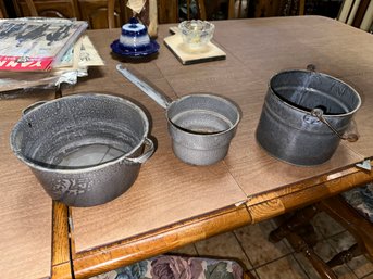 Vintage Lot Of 3 Graniteware Pieces