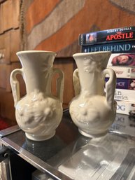 Pair Of Vintage USA Shawnee Cream Colored Vase