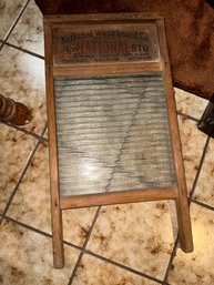 Vintage Wood And Glass Laundry Washboard By National Washboard Co. No. 510