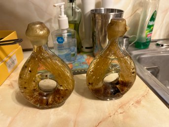Bottle Of Oil And Leafs Set Of 2