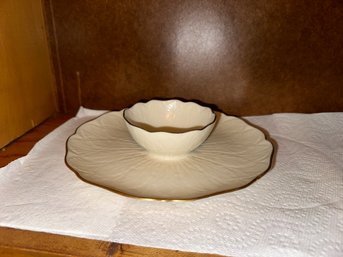 Beautiful Lenox Leaf Design Relish Chip Dip Cocktail Platter Tray Bowl