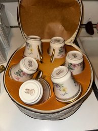 Antique Lenox Set Of 12 Floral Design Cups With Holder