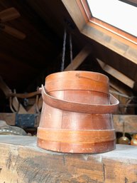 Vintage Wooden Sugar Bucket With Lid, Wooden Handle