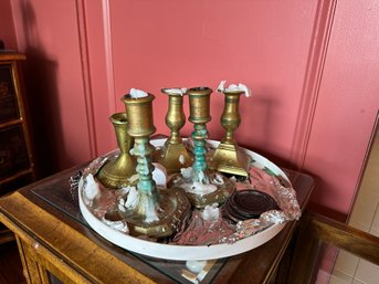 Lot Of Brass Candle Stick Holders