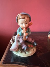 Vintage Boy With Trumpet And Goose Barnyard Frolics Erich Stauffer Figurine