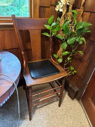 Vintage Oak Dining Chair Leather Seat