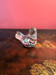 Vintage Wales Art Glass Bird Clear Multicolour Paperweight