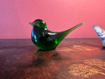 Elegant Green Glass Art Bird
