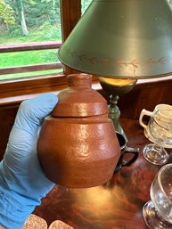 Rusty Orange Lidded Ceramic Pot