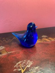 Vintage Cobalt Blue Glass Bird