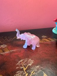 Vintage Fenton Pink Rose Glass Elephant Trunk Up