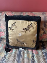 Elegant Cushion Cover Dragon Print Gold & Black