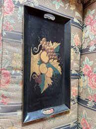 Vintage Hand-Painted Floral Tole Tray