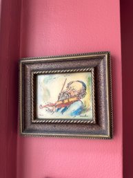 Signed Etching? Of Man Playing Violin