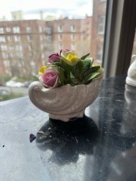 Vintage Coalport Bone China Shell With Roses