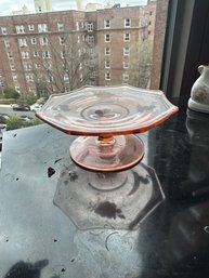 Antique Pink Glass Pedestal Cake Stand