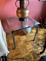 Elegant Mid-Century Modern Square Glass Top Side Table