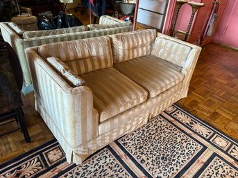 Gorgeous Mid Century Modern Mcm Striped 2 Seat Upholstered Sofa