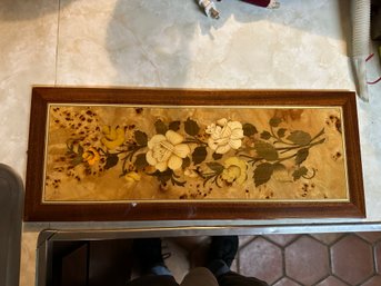 Vintage Floral Decorative Wooden Art Framed Made In Italy