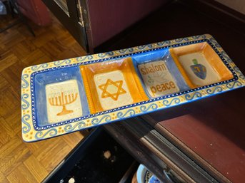 Pretty Judaica 4 Parts Divided Ceramic Dish