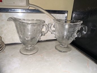 Vintage Fostoria Coronet Glass Creamer & Sugar