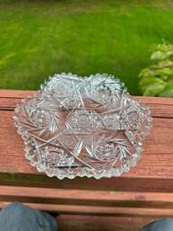 Antique American Brilliant Cut Glass Crystal Centre Piece Bowl