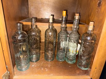 Lot Of 5 Vintage Decorative Glass Bottles