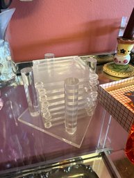 Vintage Clear Coasters With Holder