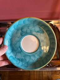 Pretty Studio Nova Blue Fish Skin Design Hand Painted Saucer Plate