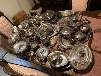 Massive Collection Of  Mostly Silver Plated Items