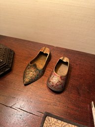 Two Vintage Brass Slipper Ashtrays