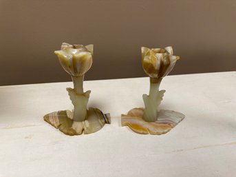 Vintage Tulip-Shaped Candle Holders  Set Of 2, Romantic Boho Decor