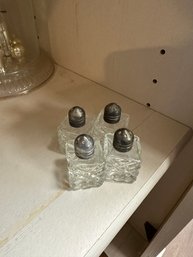 Vintage 1950s Leonard Japan Crystal Cut Glass Miniature Salt And Pepper Shakers