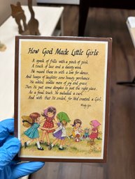 Vintage 'Why God Made Little Girls' Nursery Plaque