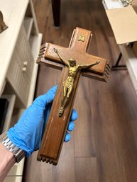 Hand-Carved Wooden Crucifix Depicting Jesus On The Cross