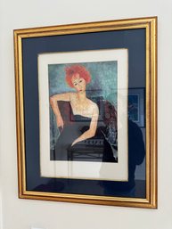 Beautiful Red Headed Girl In Evening Dress Print Framed