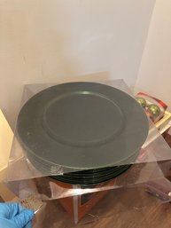 Set Of 12 Transparent Green Dinnerware Plates