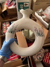 Heartstone Pottery Hand Painted Floral Circular Decanter