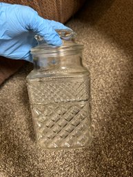 Vintage Anchor Hocking Wexford Clear Glass Diamond Pattern Canister