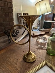 Vintage Brass Horn Candlestick Holder