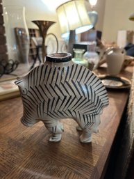 MMA Boar Pig Ceramic Pottery Candle Holder