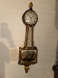 Rare True Antique Munroe And Whiting Banjo Clock Built Between 1800-1817 With Info Papers. Broken Lower Glass