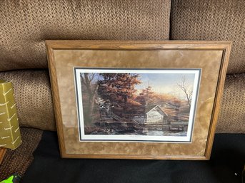 Vintage 1983 Terry Redlin 'Autumn Shoreline' Framed & Matted Painting