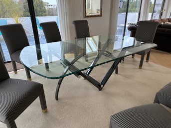 Gorgeous Glass Top Metal Dining Room Table Stunning Design