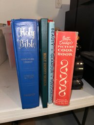 Lot Of 4 Books: KJV Bible, Disney World, Beauty & Glamour, Betty Crocker