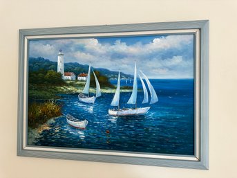 Acrylic Fine Art Painting From The East Coast Of The United States Framed - Signed