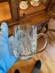 Christmas Themed Cut Crystal Mug Or Beer Glass