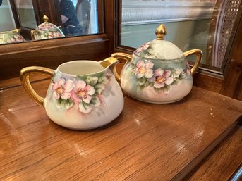 Set Of 2 Limoges Sugar Bowl And Creamer.